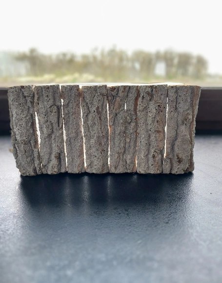 Donica osłonka z kory prostokątna 28 cm x 18 cm x 13 cm k. POPIELATY